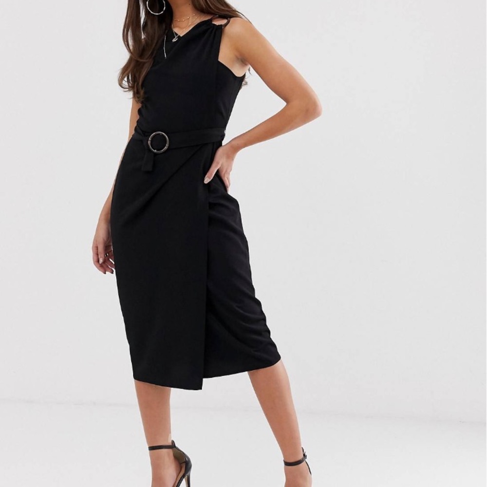 ASOS Design Wrap Midi Dress in black